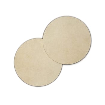 Two blank coasters mock up. 3d illustration isolated on white background