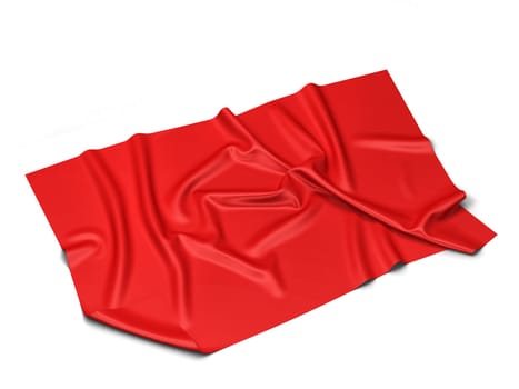 Piece of cloth: banner or towel mockup. 3d illustration isolated on white background