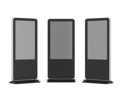 Digital screen display stand. 3d illustration isolated on white background
