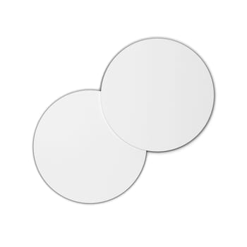 Two blank coasters mock up. 3d illustration isolated on white background