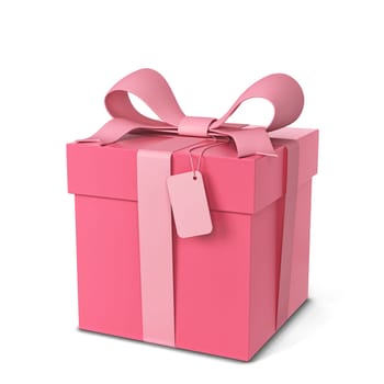 Gift box with colourful bow and ribbon. 3d illustration isolated on white background