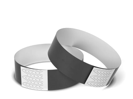 Blank paper event bracelet. 3d illustration isolated on white background