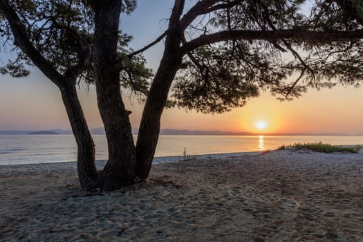 Paragga beach near Glarokavos beach in Kassandra peninsula. Halkidiki, Greece