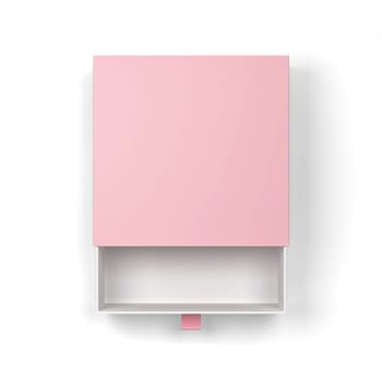 Blank drawer type box mockup. 3d illustration isolated on white background