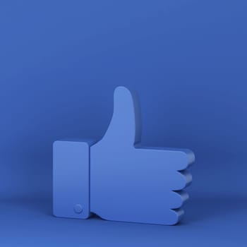 Like thumb up symbol. 3d illustration on blue background