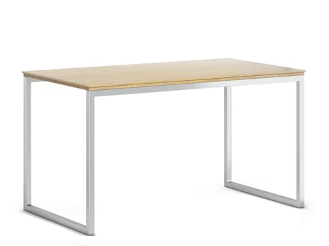 Minimalistic modern table with metallic legs. 3d illustration isolated on white background