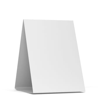 Blank table tent mockup. 3d illustration isolated on white background
