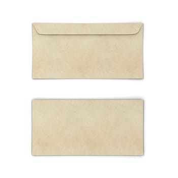 Blank paper envelope mockup. 3d illustration isolated on white background