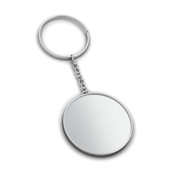 Blank metallic keychain mockup. 3d illustration isolated on white background