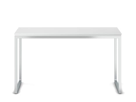 Minimalistic modern table with metallic legs. 3d illustration isolated on white background