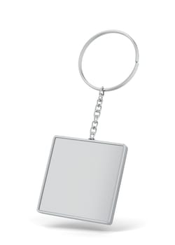 Blank metallic keychain mockup. 3d illustration isolated on white background