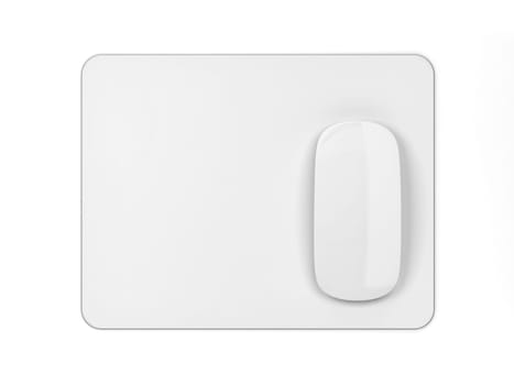 Blank modern computer mouse with pad mockup. 3d illustration isolated on white background