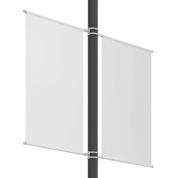 Blank pole banner mockup. 3d illustration isolated on white background