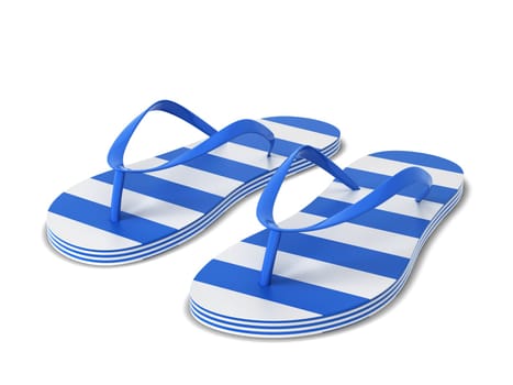Pair of blank flip flops. 3d illustration isolated on white background