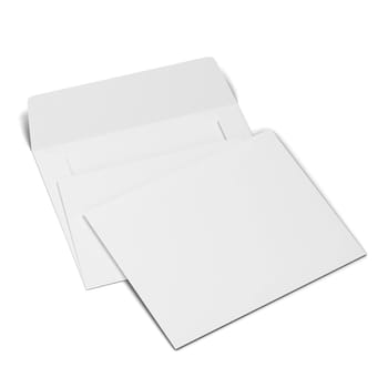 Blank paper envelope mockup. 3d illustration isolated on white background