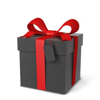 Gift box with colourful bow and ribbon. 3d illustration isolated on white background