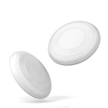 Blank frisbee mockup. 3d illustration isolated on white background