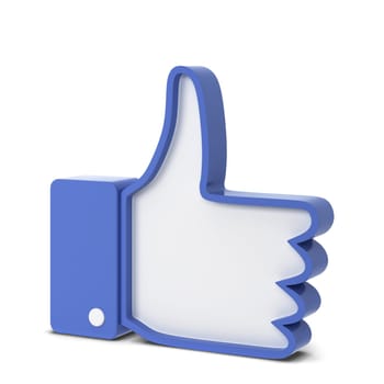 Like thumb up social network symbol. 3d illustration isolated on white background