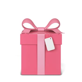 Gift box with colourful bow and ribbon. 3d illustration isolated on white background