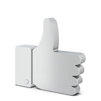 Like thumb up social network symbol. 3d illustration isolated on white background