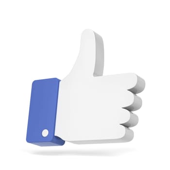 Like thumb up social network symbol. 3d illustration isolated on white background
