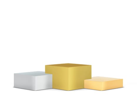 Winner podium with three stages. 3d illustration isolated on white background