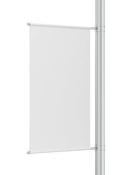 Blank pole banner mockup. 3d illustration isolated on white background
