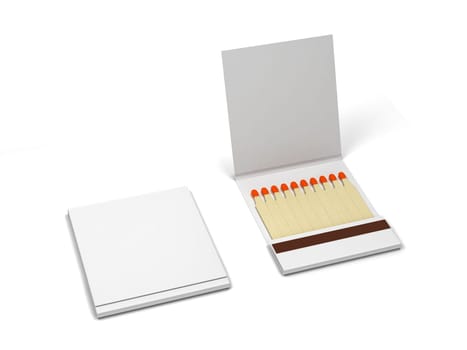 Paper book of matches mockup. 3d illustration isolated on white background
