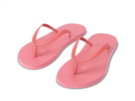 Pair of blank flip flops. 3d illustration isolated on white background