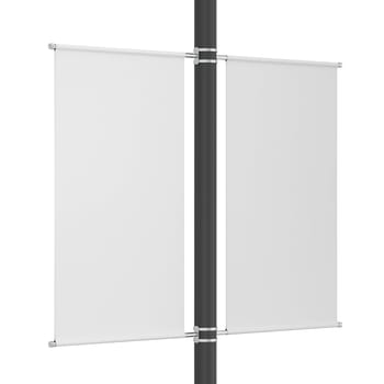 Blank pole banner mockup. 3d illustration isolated on white background