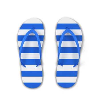 Pair of blank flip flops. 3d illustration isolated on white background