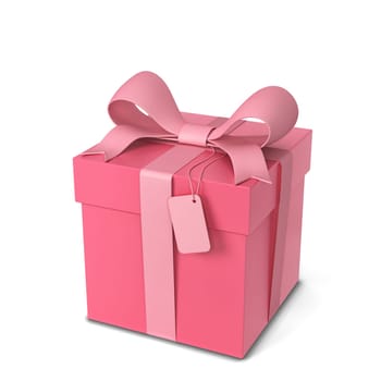 Gift box with colourful bow and ribbon. 3d illustration isolated on white background
