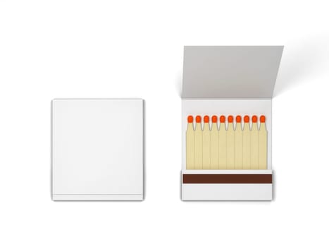 Paper book of matches mockup. 3d illustration isolated on white background