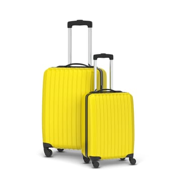 Plastic travel suitcase. 3d illustration isolated on white background