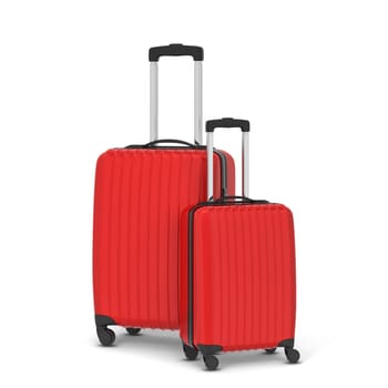 Plastic travel suitcase. 3d illustration isolated on white background