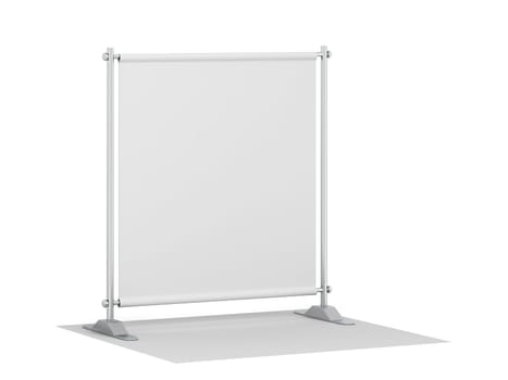 Blank backdrop banner mockup. 3d illustration isolated on white background