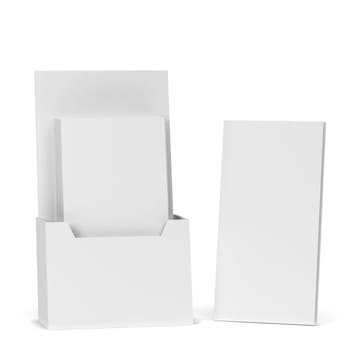 Blank brochure holder mockup. 3d illustration isolated on white background