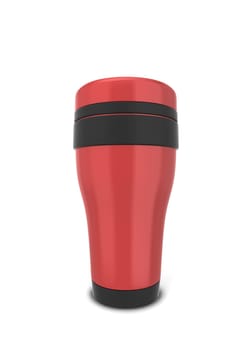 Thermo cup for hot drinks. 3d illustration isolated on white background