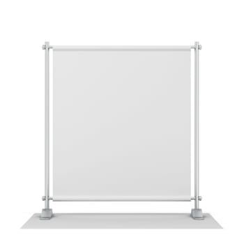 Blank backdrop banner mockup. 3d illustration isolated on white background