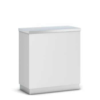 Blank counter stand mockup. 3d illustration isolated on white background