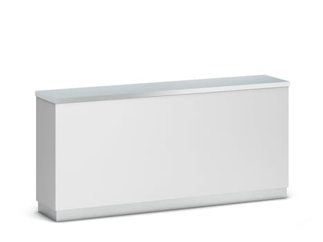 Blank counter stand mockup. 3d illustration isolated on white background