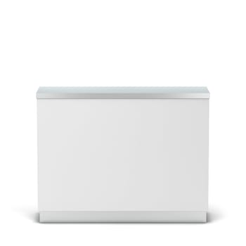 Blank counter stand mockup. 3d illustration isolated on white background