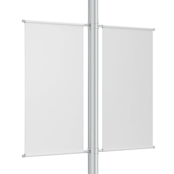 Blank pole banner mockup. 3d illustration isolated on white background