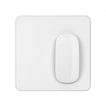 Blank modern computer mouse with pad mockup. 3d illustration isolated on white background