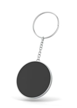 Blank metallic keychain mockup. 3d illustration isolated on white background