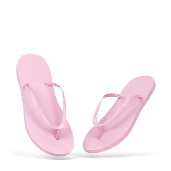 Blank pair of flip flops mockup. 3d illustration isolated on white background