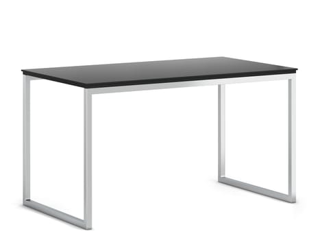 Minimalistic modern table with metallic legs. 3d illustration isolated on white background