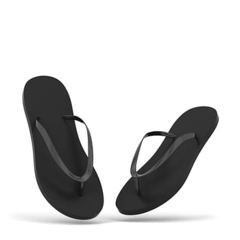 Blank pair of flip flops mockup. 3d illustration isolated on white background