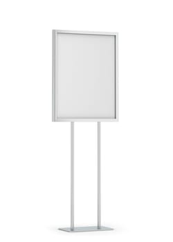 Blank poster stand mockup. 3d illustration isolated on white background
