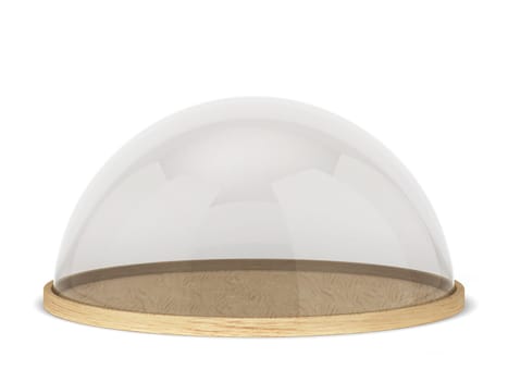 Glass dome on a stand. 3d illustration isolated on white background